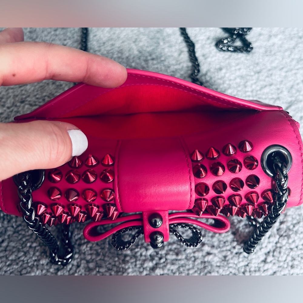 Christian Louboutin Pink Studded Clutch or Crossbody Bag - Picture 7 of 11